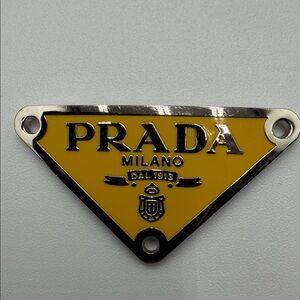 Prada Men's Yellow and Silver Logo Emblem